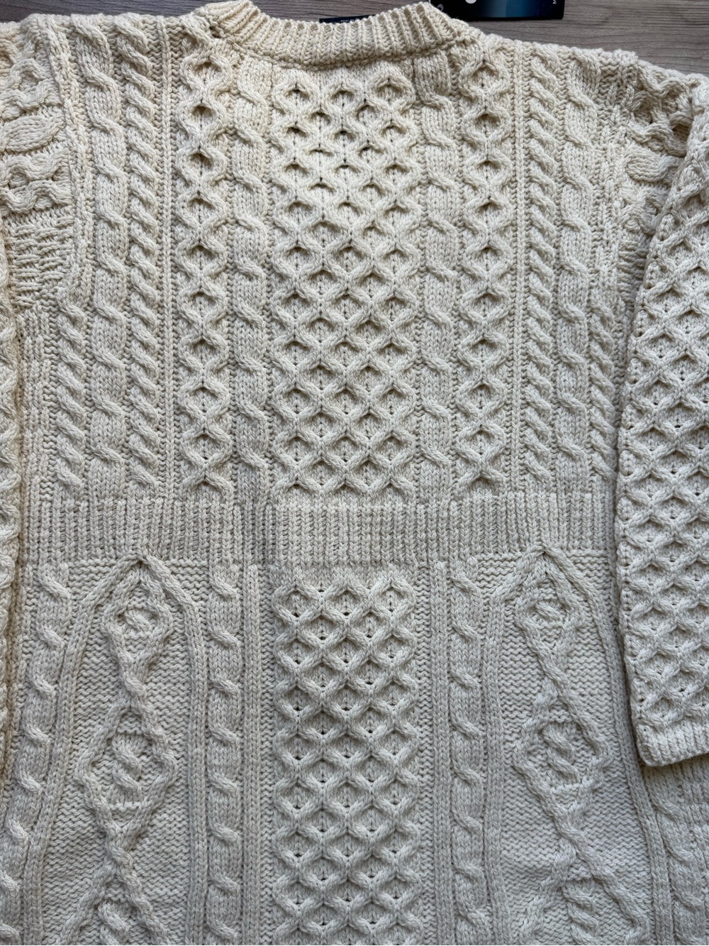 ARAN Women's Merino Wool A-Line Fit Cardigan Sweater Size XXL off-white Ireland - Picture 9 of 15